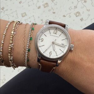 Burberry Classic Silver and Brown Timepiece